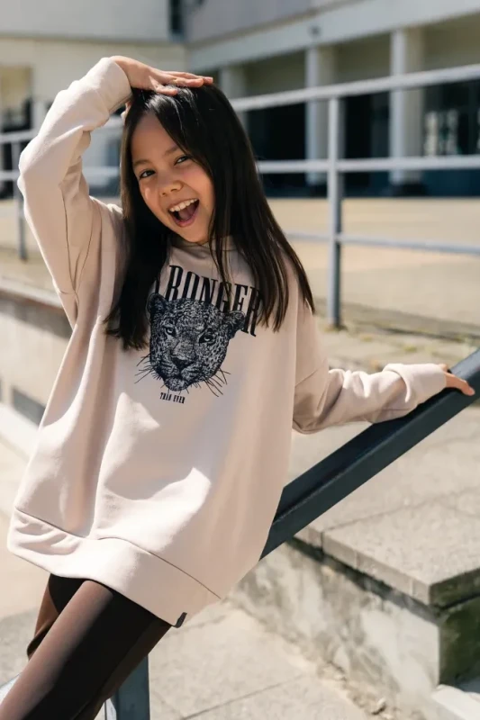 Beżowa bluza dziecięca z kapturem STRONGER All For Kids