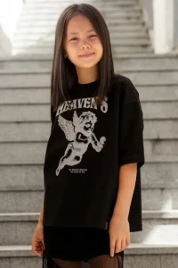 Czarny t-shirt z aniołkiem All For Kids