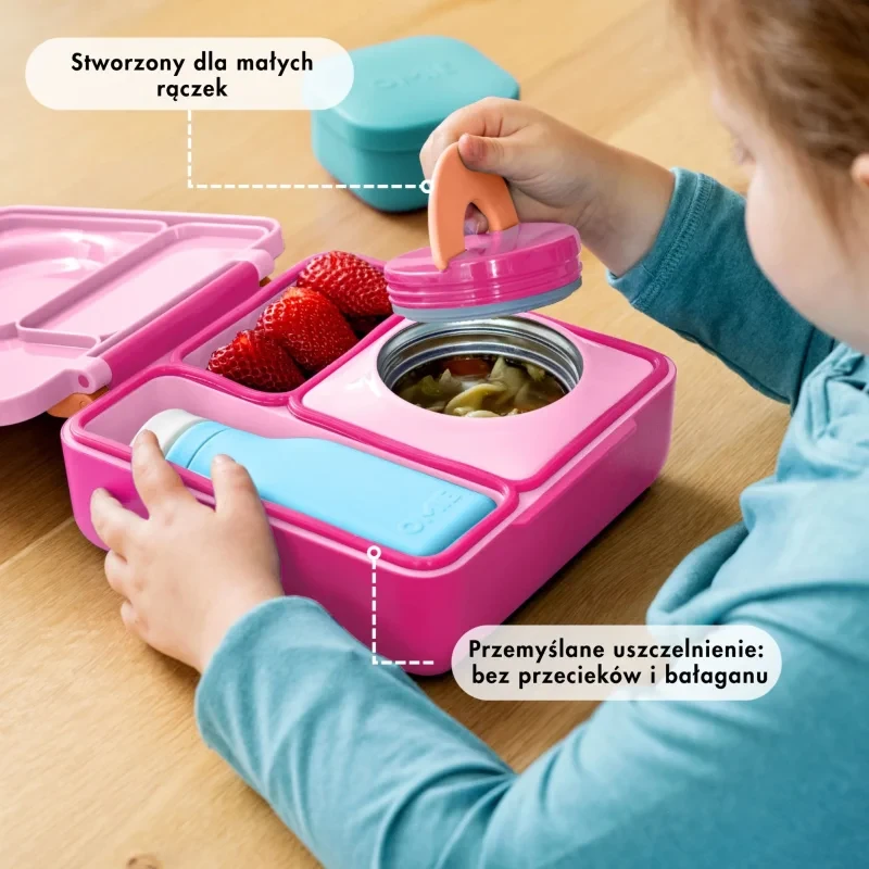 Lunchbox z termosem różowy – OmieBox Pixie Pink