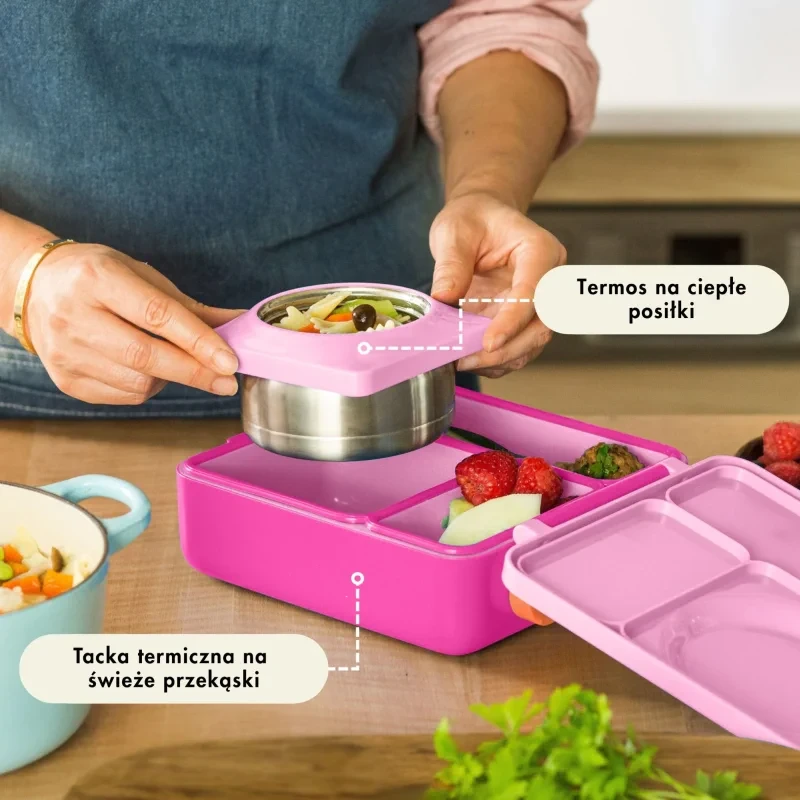 Pojemnik na lunch Omie Pink z termosikiem