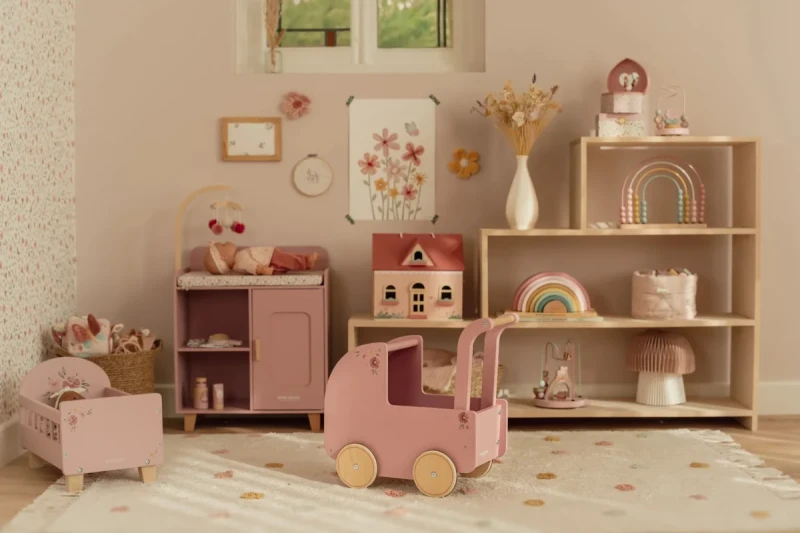 Drewniana zabawka edukacyjna Little Dutch – wózek dla maluchów