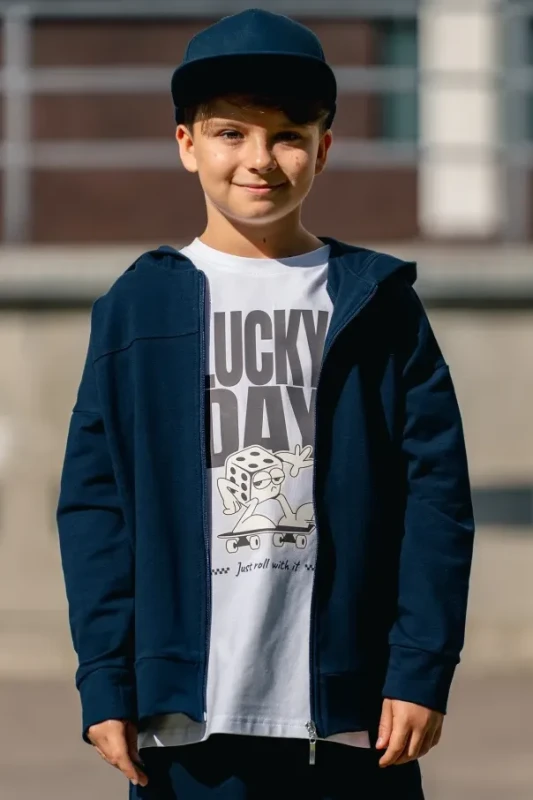 Granatowa rozpinana bluza dziecięca All For Kids – 95% bawełna, 5% elastan
