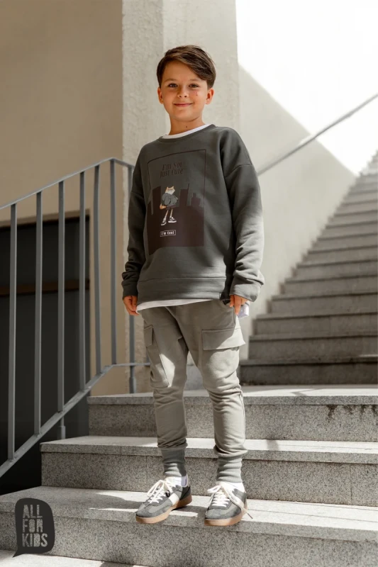 Khaki spodnie dziecięce All For Kids z kieszeniami – 95% bawełna, 5% elastan