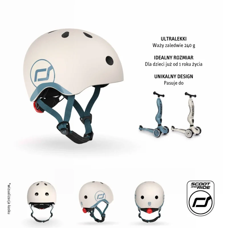 Wnętrze kasku Scoot & Ride Ash z pianką EPS i miękkimi wkładkami