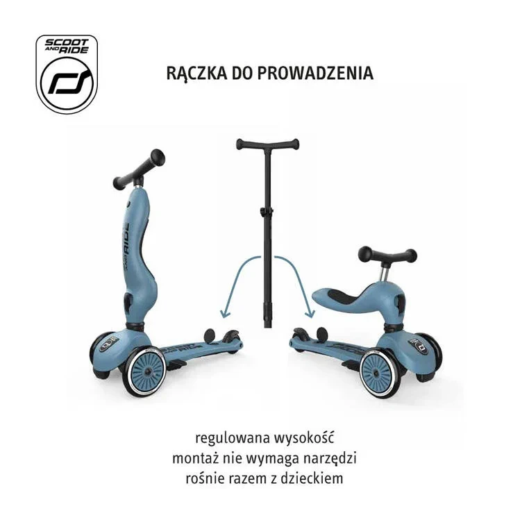 Jeździk 2w1 Scoot & Ride Highwaykick 1 Push and Go kolor Steel