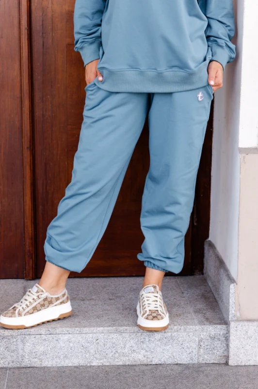 Spodnie damskie LOOSE Niebieskie Blue TUSS przód