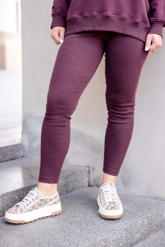 Legginsy damskie RIB Bordo Burgundy TUSS – widok z przodu
