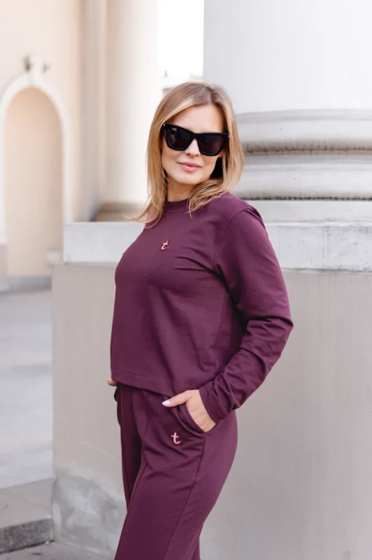 Bordowa bluza damska CHIC TUSS – elegancki przeszyty kant