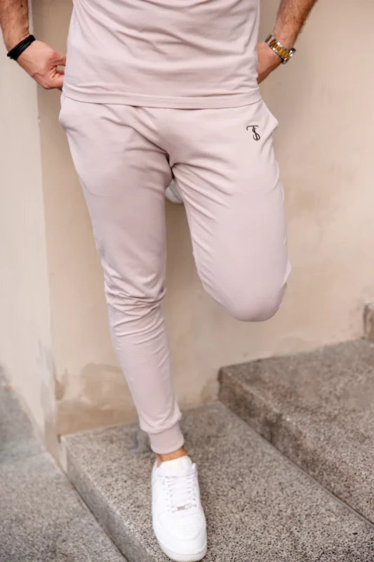 Spodnie męskie CLASSIC Tuss&Sons Piaskowe Sand slim-fit z haftem TS