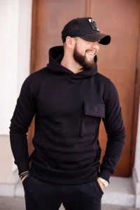 Bluza męska z kapturem HOODIE Tuss&Sons Czarna Black TUSS MEN'S WEAR