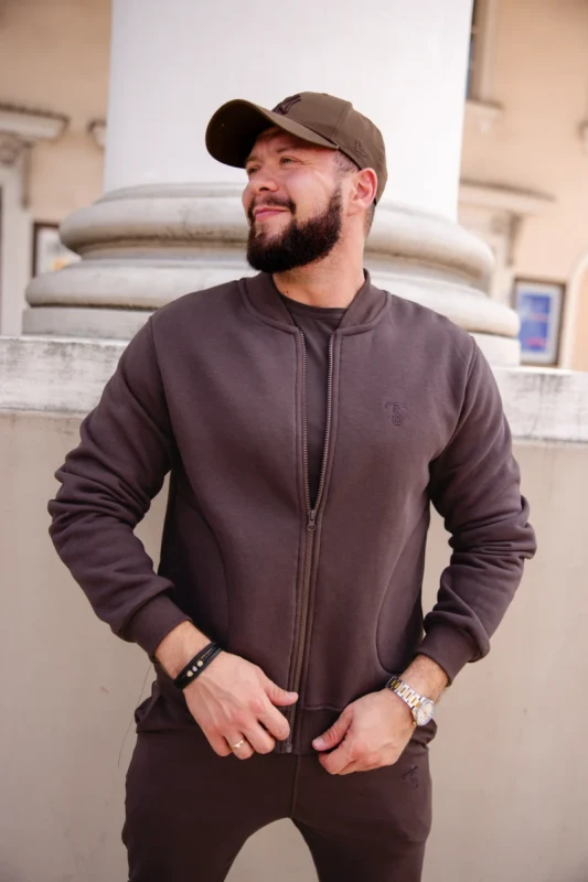 Bluza męska BOMBER Tuss&Sons Czekoladowa Choco z haftem TS
