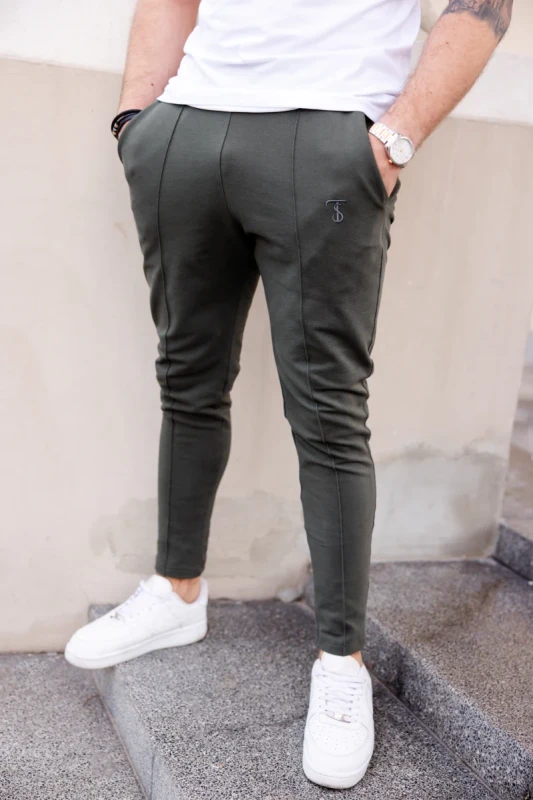 Spodnie męskie JOGGER SUPERDUO Tuss&Sons Oliwkowe Khaki slim-fit z przeszytym kantem