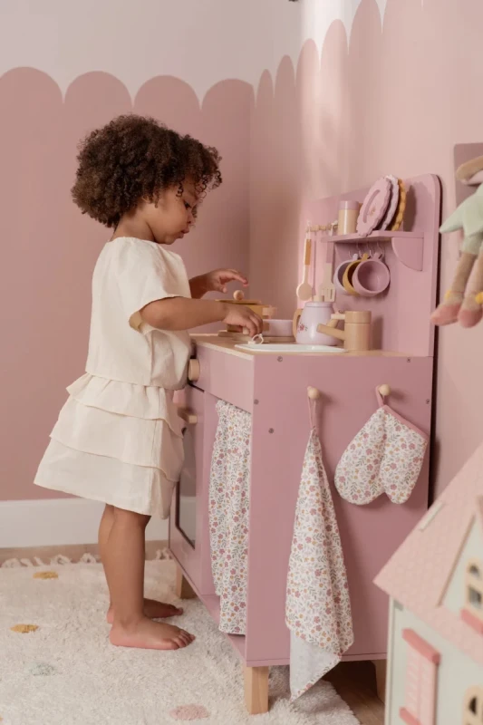 Drewniana kuchnia dla dzieci 3+ Little Dutch różowa