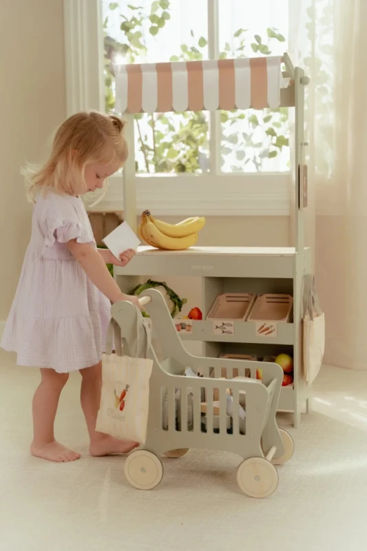 Wózek na zakupy z produktami Little Dutch FSC