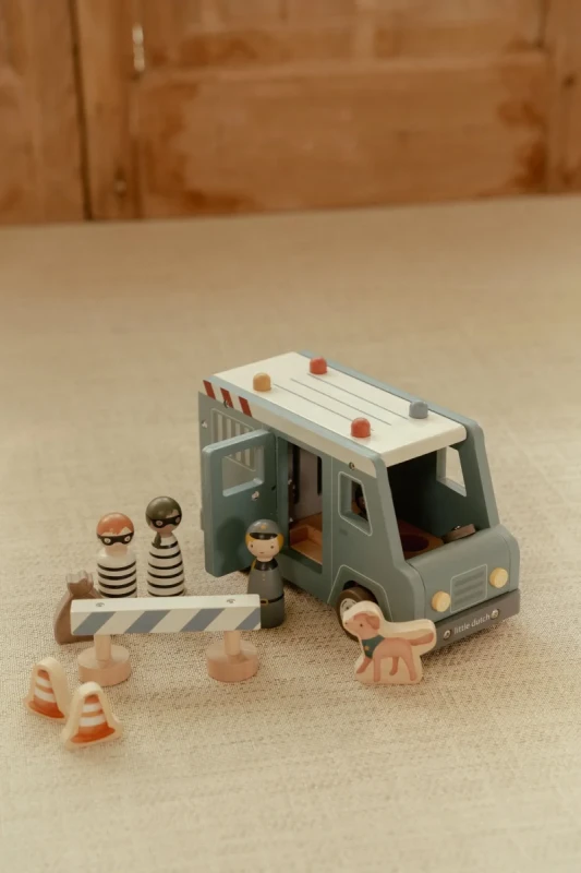 Drewniany wóz policja Little Dutch dla dzieci