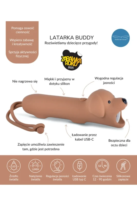 latarka LED dziecięca USB-C