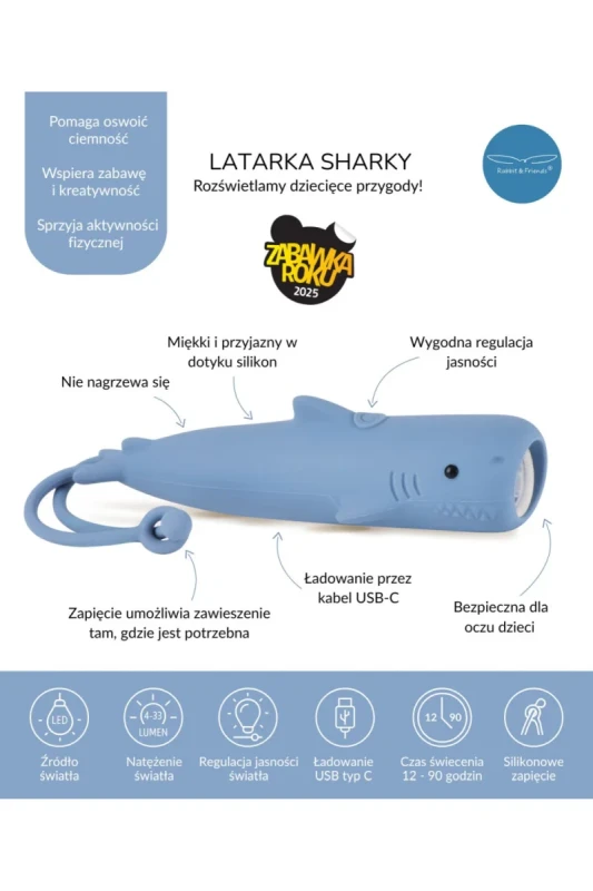 latarka LED dziecięca USB-C