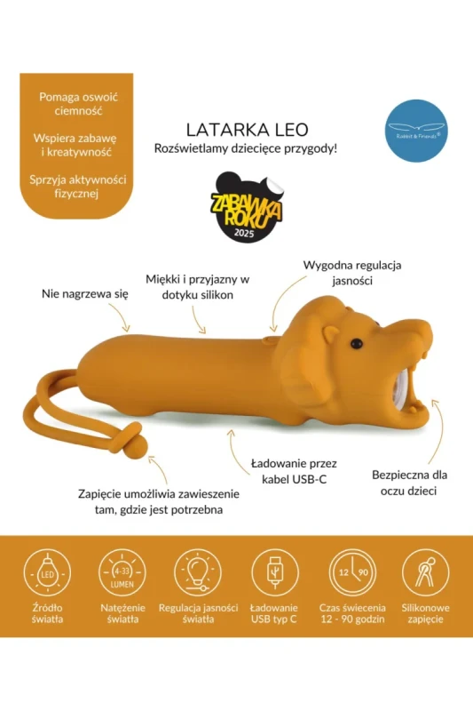 latarka LED dziecięca USB-C