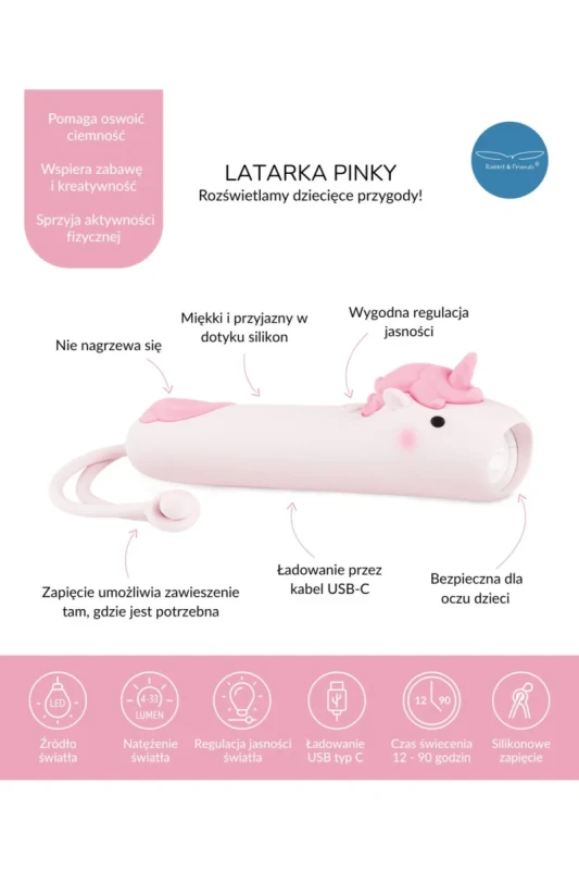 latarka LED dziecięca USB-C