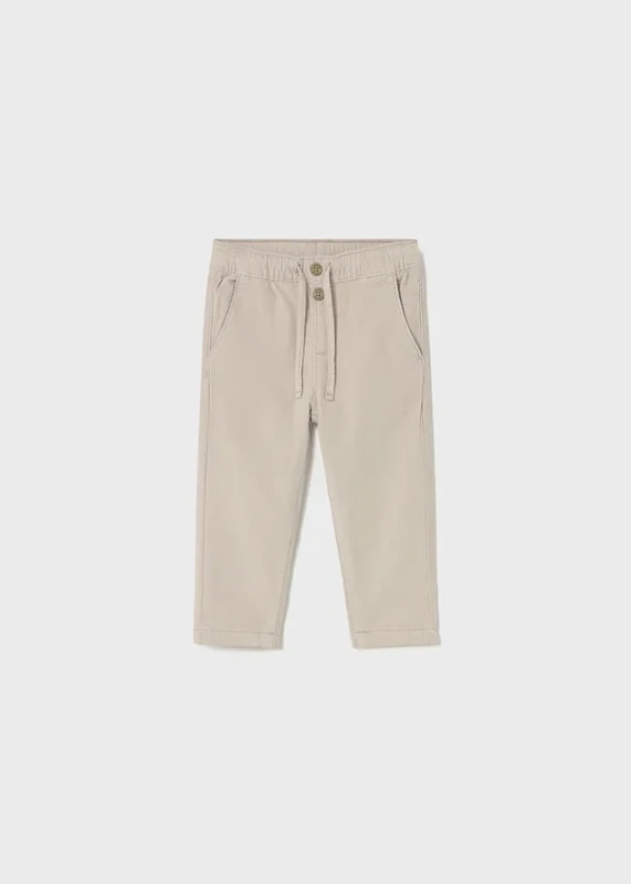 Beżowe spodnie typu jogger ze sztruksu dla niemowlęcia Mayoral