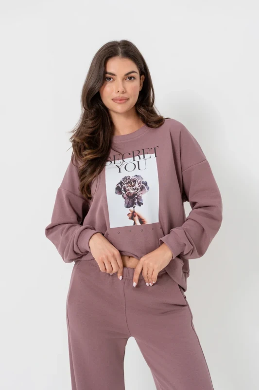 Bluza damska SECRET YOU brudny róż Bopoco – widok z przodu