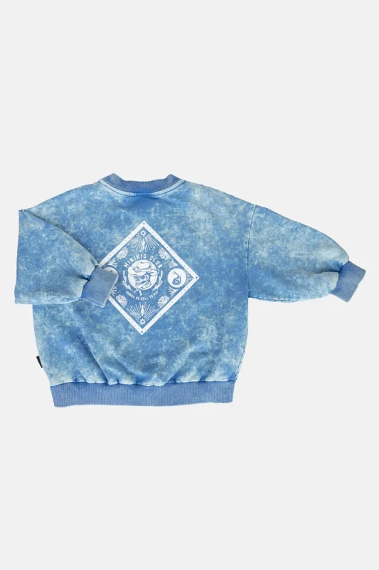 Stylowa bluza Minikid BLUE SKULL SWEATSHIRT z efektem sprania acid