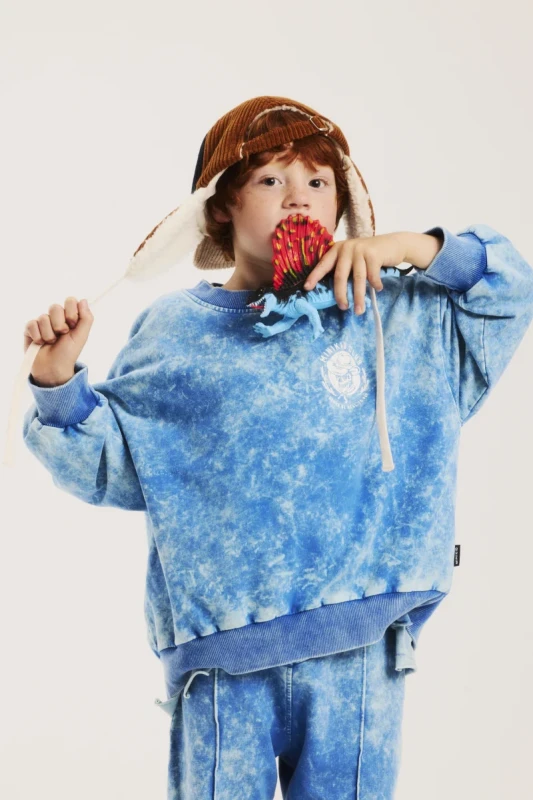 Bluza BLUE SKULL SWEATSHIRT Minikid ACID BLUE | Polska odzież premium dla dzieci