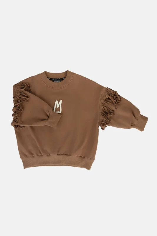 Bluza dziecięca BROWN FRINGE SWEATSHIRT Minikid w karmelowym brązie z frędzlami