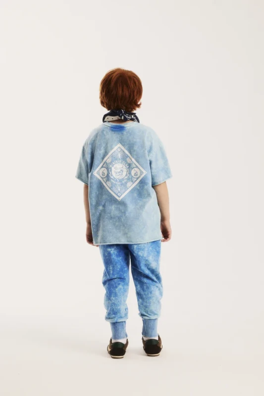 Koszulka Minikid BLUE SKULL T-SHIRT ACID BLUE – tył z trwałym printem