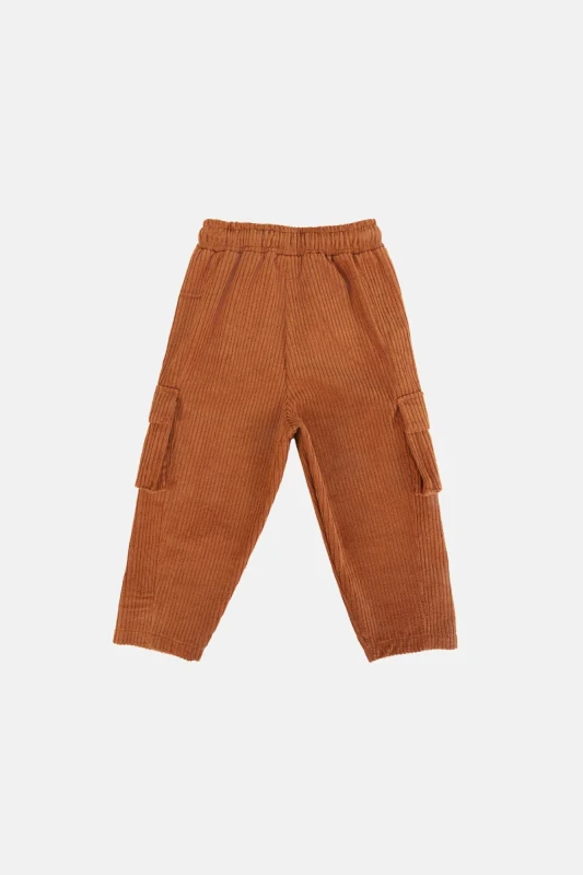 Polska spodnie dziecięce Minikid – BROWN CARGO PANTS, casualowe i wygodne