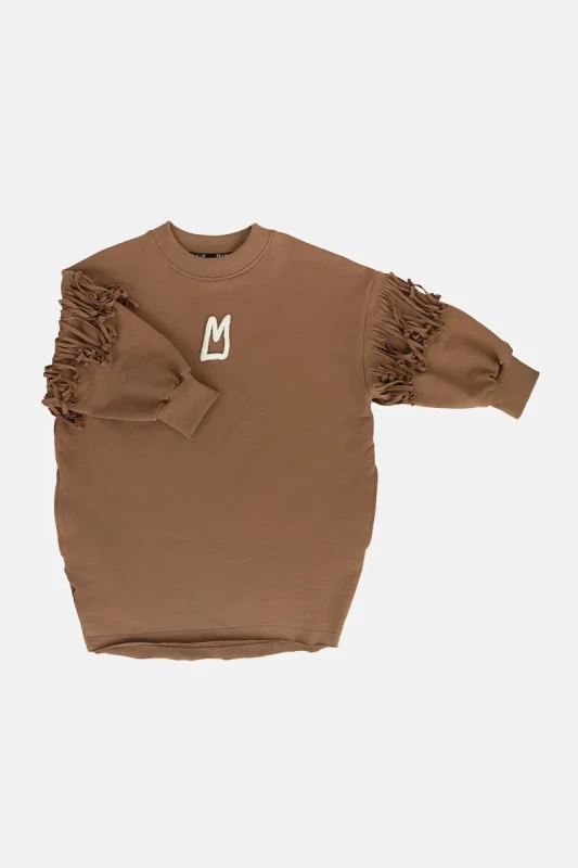 Sukienka dziecięca BROWN FRINGE DRESS Minikid – przód sukienki