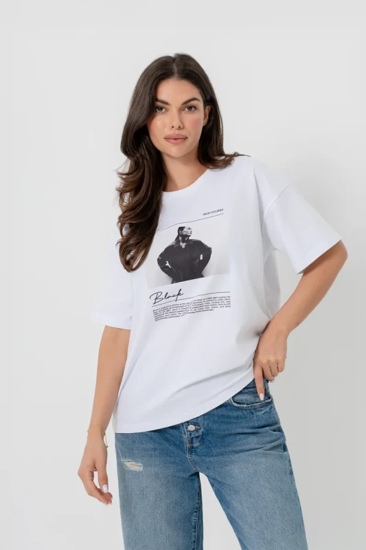 T-shirt damski PORTRET biały – Bopoco
