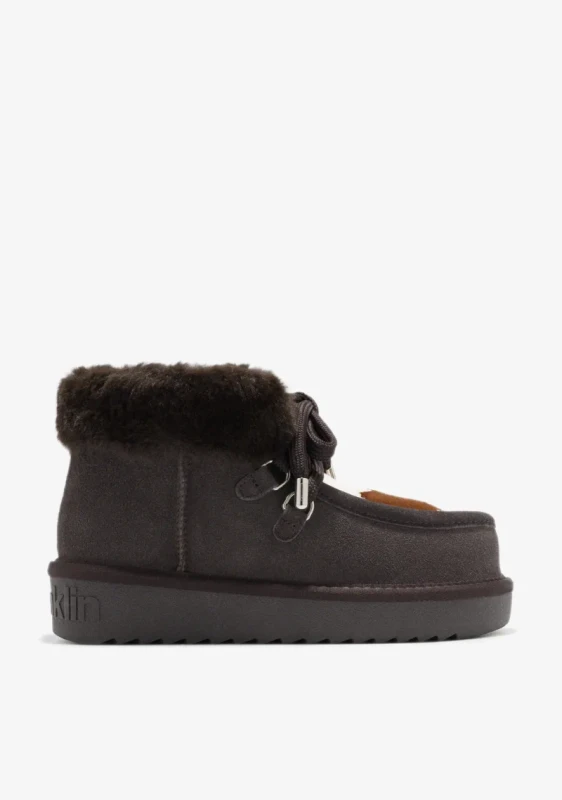 Nordic Mid Fur Brown / Cow – ocieplane damskie buty z zamszu