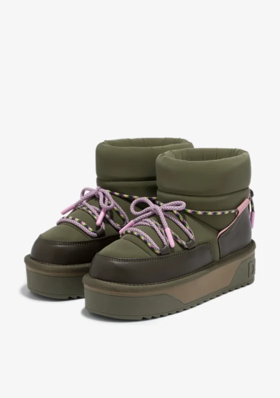 Khaki buty zimowe z miękką wyściółką – Nordic V2 Low Lace Khaki
