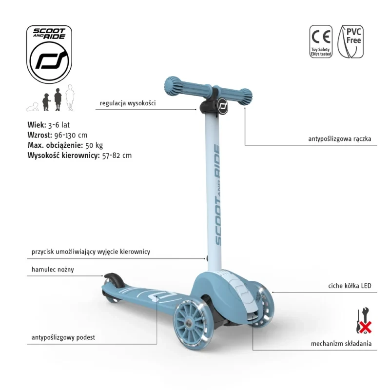 hulajnoga z kółkami LED Scoot & Ride Steel