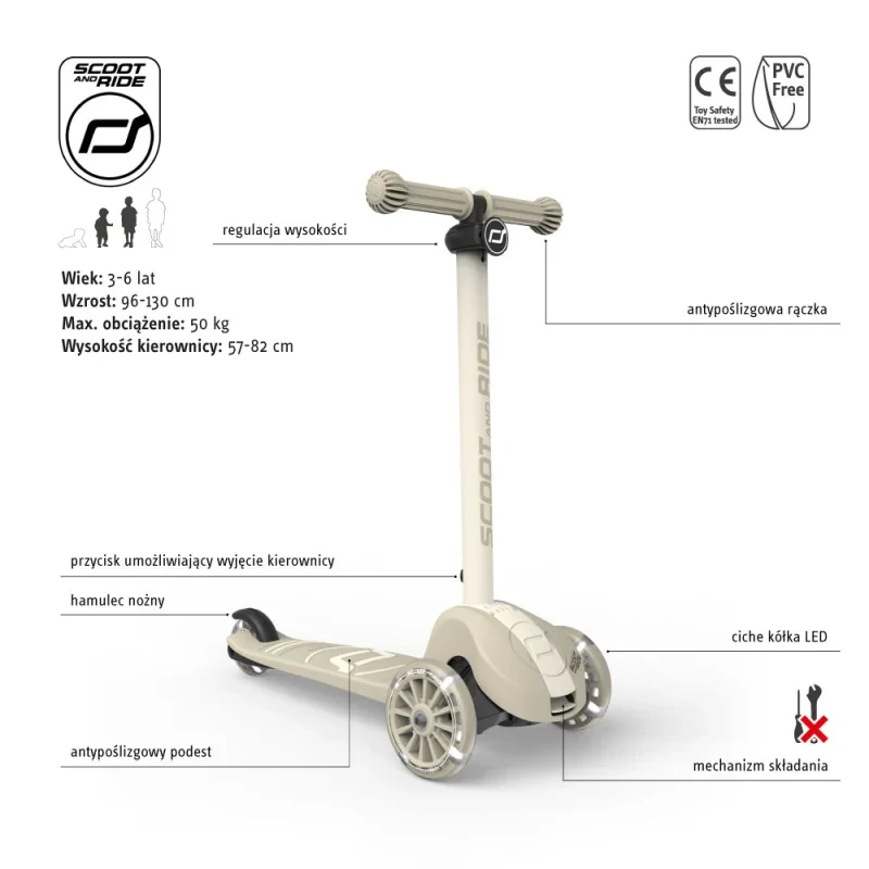 Scoot & Ride Highwaykick 3S Ash hulajnoga LED