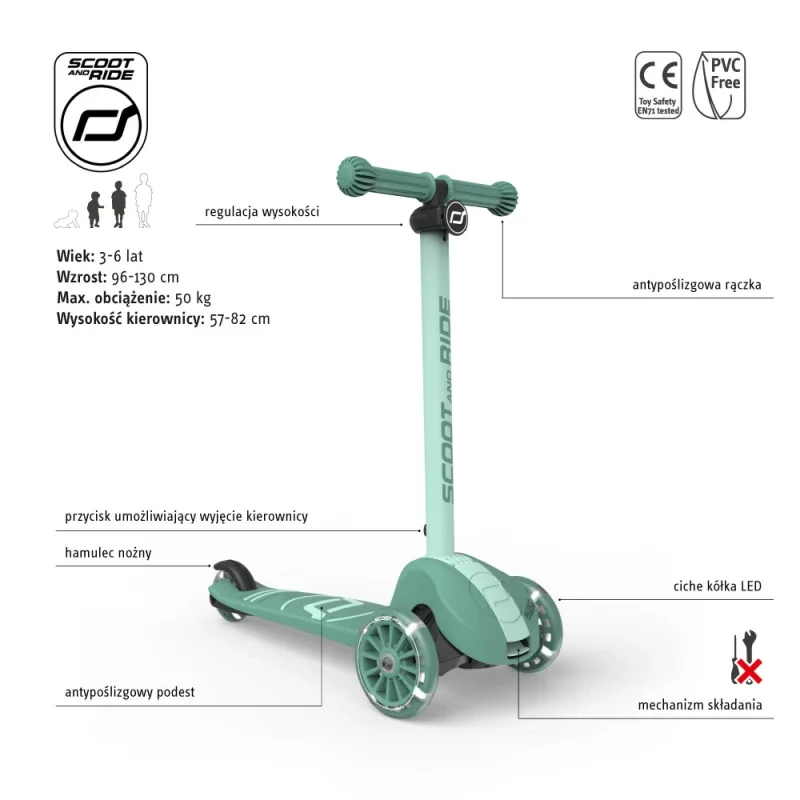 Scoot & Ride Highwaykick 3S Forest hulajnoga LED