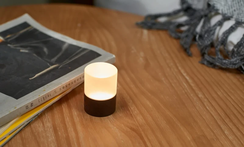 elegancka lampka LED z drewna orzechowego Gingko Design