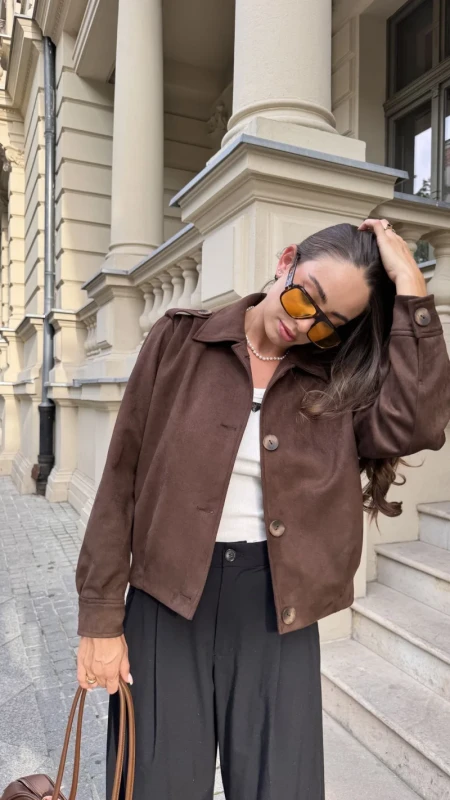 zamszowa kurtka damska polskiej marki Modernline Club