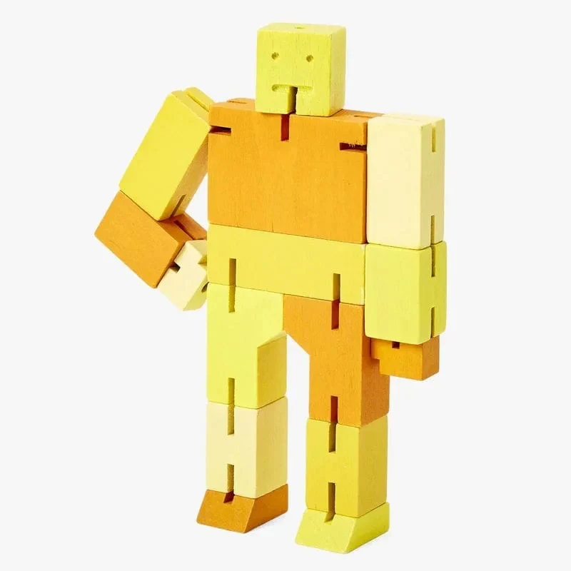 Drewniany robot Cubebot SMALL Yellow Multi Areaware