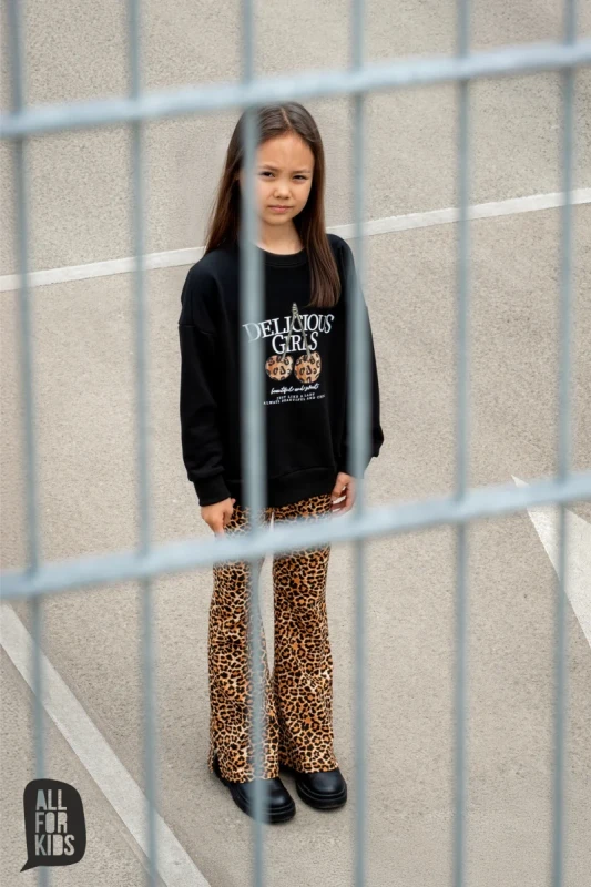 Czarna bluza dziewczęca All For Kids z bawełny i elastanu