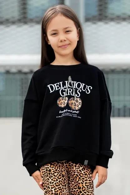 Bluza DELICIOUS GIRLS czarna dla dziewczynki All For Kids