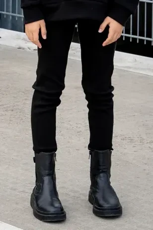 Legginsy prążkowane czarne All For Kids dla dziewczynki