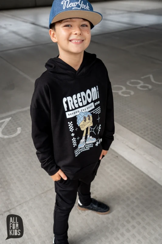 Bluza unisex All For Kids wkładana przez głowę czarna