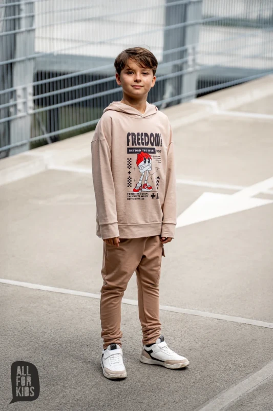 Bluza unisex All For Kids wkładana przez głowę beżowa