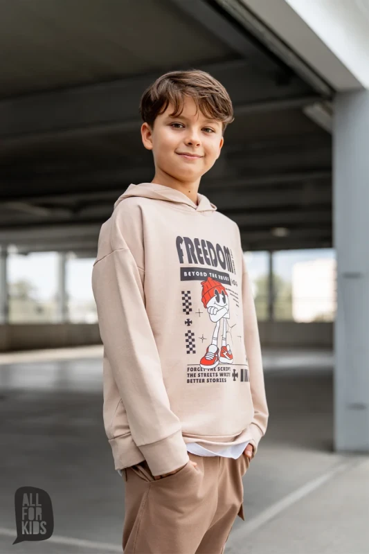 All For Kids spodnie dzianinowe beżowe z kieszenią
