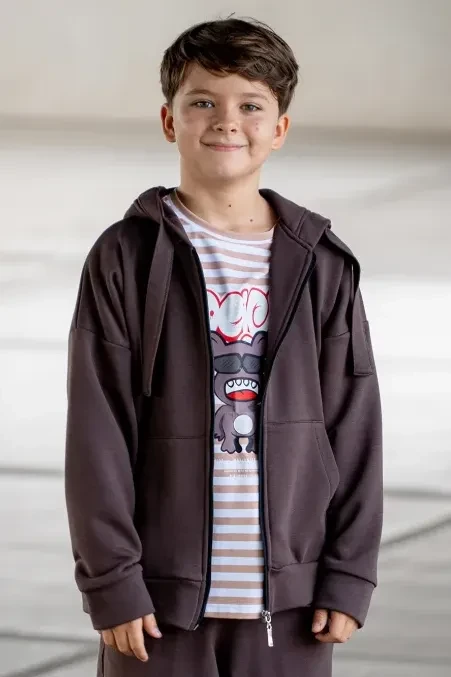 Bluza rozpinana z kapturem SOCIETY STREET czekoladowa All For Kids