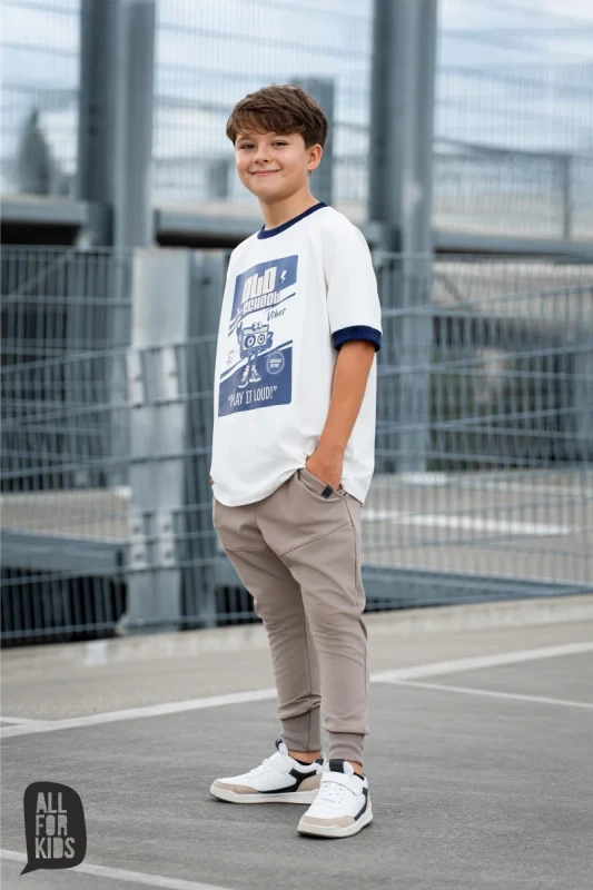 T-shirt dzianinowy z nadrukiem All For Kids PLAY IT LOUD