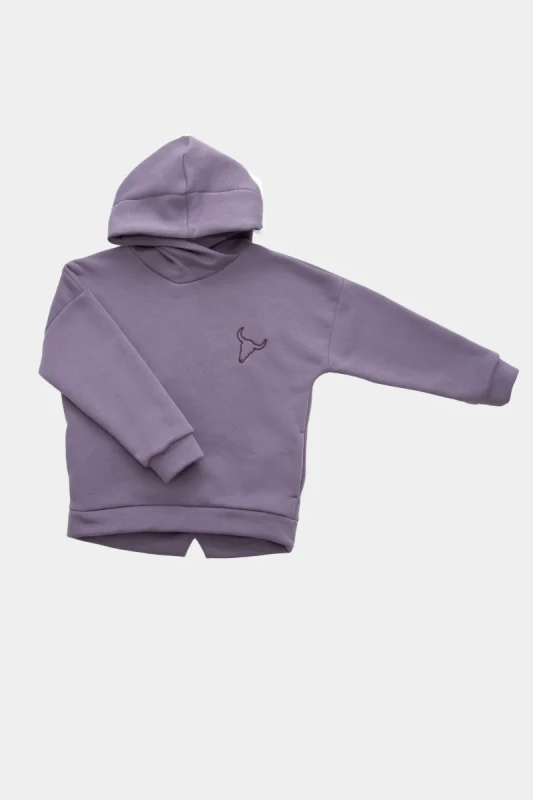 Bluza 108 SIMPLE WARM HOODIE PLUM booso – ocieplana dziecięca bluza premium z haftem byczka