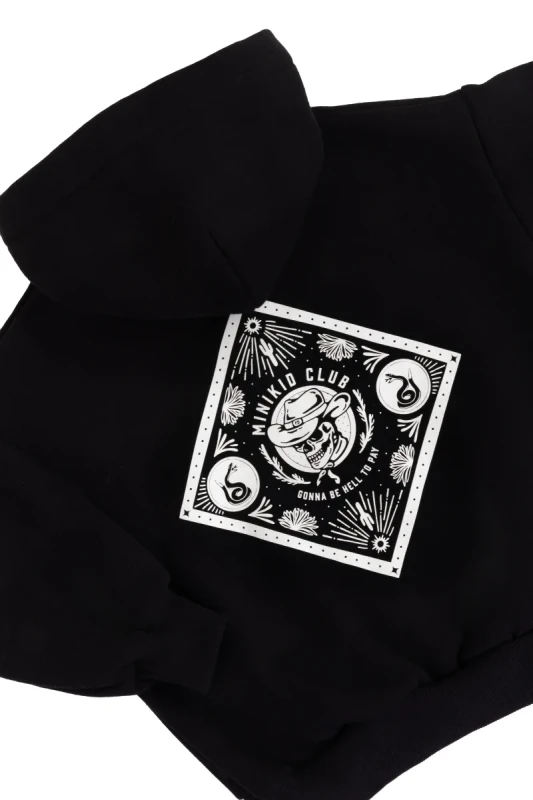 Bluza dziecięca Minikid BLACK SKULL ZIP HOODIE – miękka bawełna z certyfikatem Oeko Tex